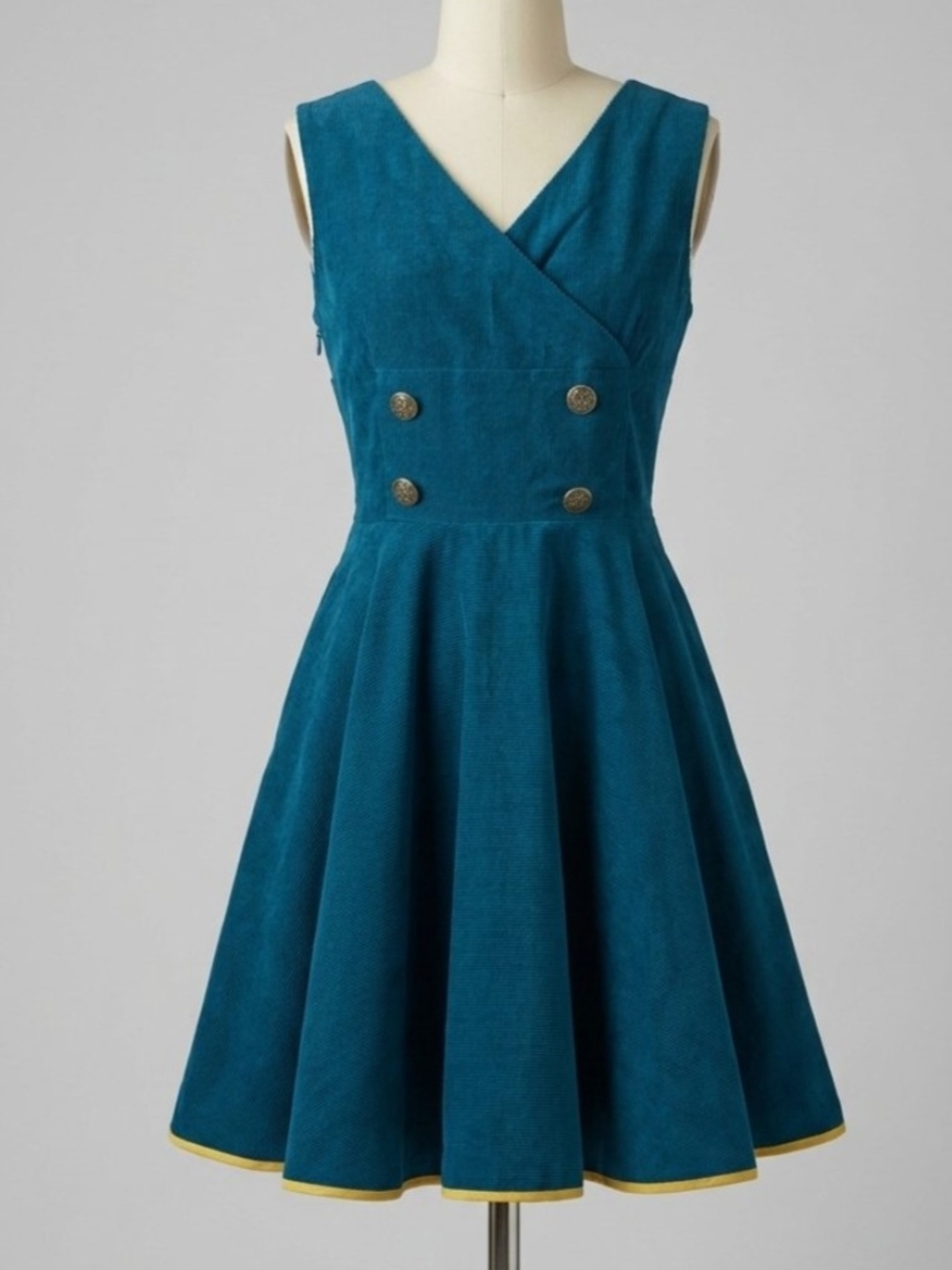Homemade/Handmade Teal Sleeveless Vintage-Inspired Fit & Flare Dress